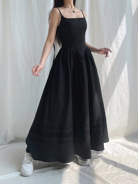 Dark Academia Gothic Corset Dress - Lace Maxi
