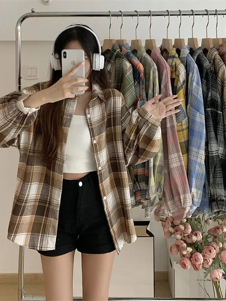 Dark Academia Plaid Shirt - Vintage Preppy