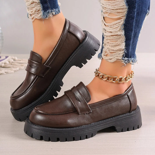 Dark Academia Platform Loafers - British Comfort