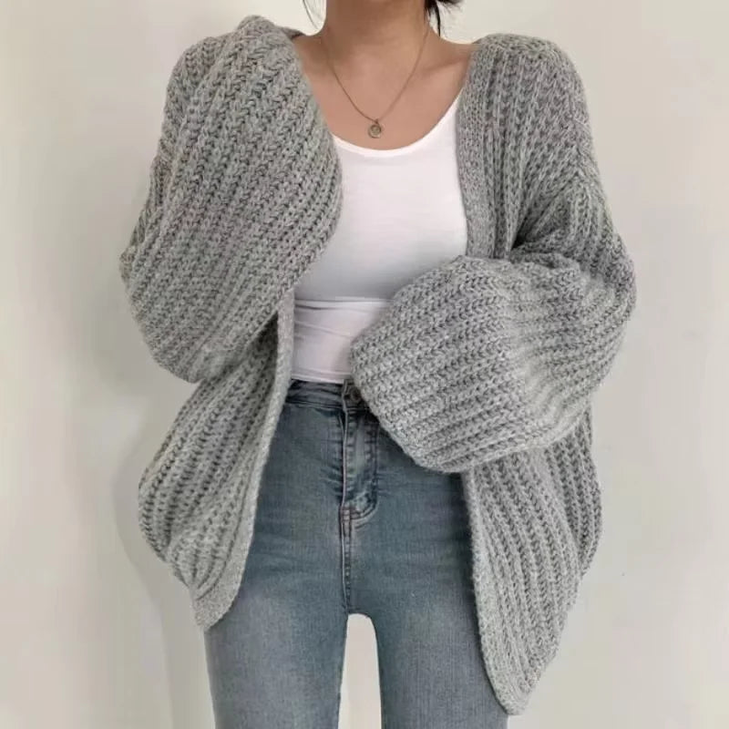 Dark Academia Y2K Cardigan - Lantern Sleeve