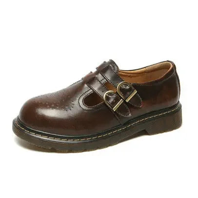 Dark Academia College Shoes - Thick Sole Cowhide