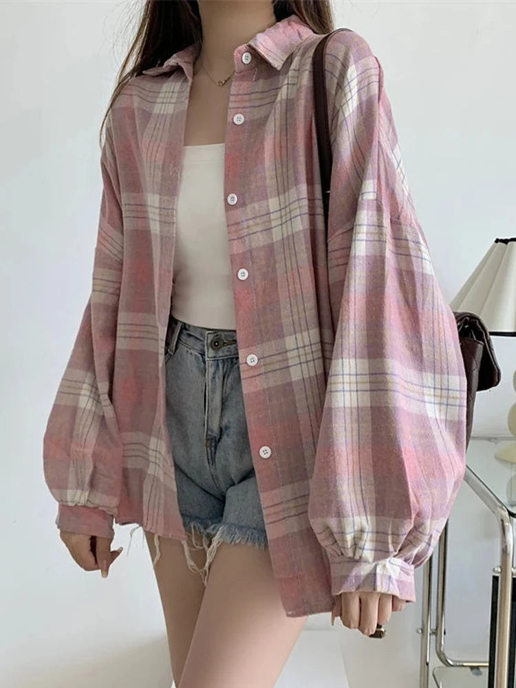 Dark Academia Plaid Shirt - Vintage Preppy