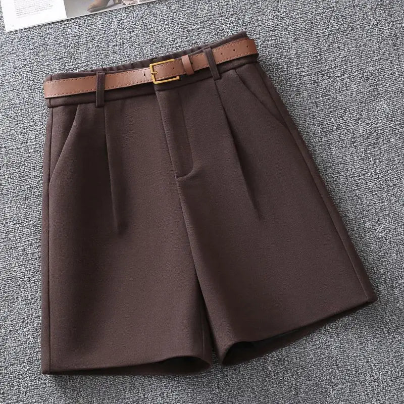 Dark Academia Basic Winter Shorts - Office Solid