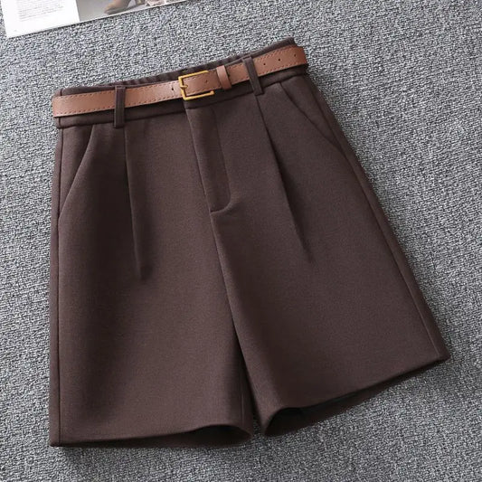 Dark Academia Basic Winter Shorts - Office Solid