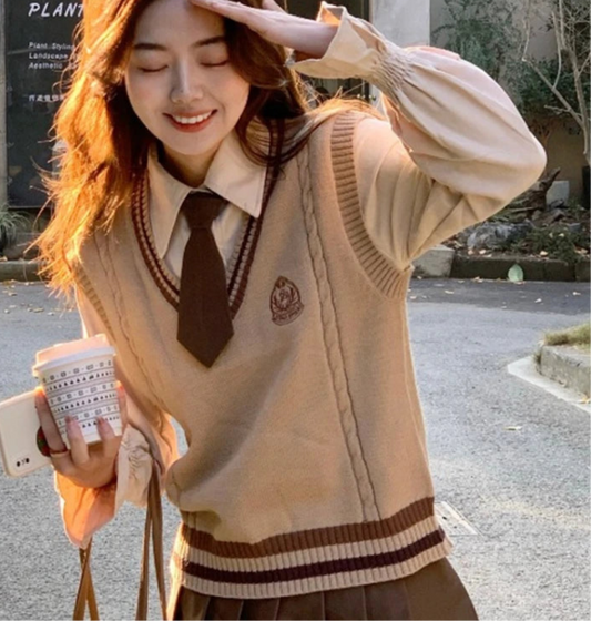 Dark Academia England Preppy Vest - V-Neck School