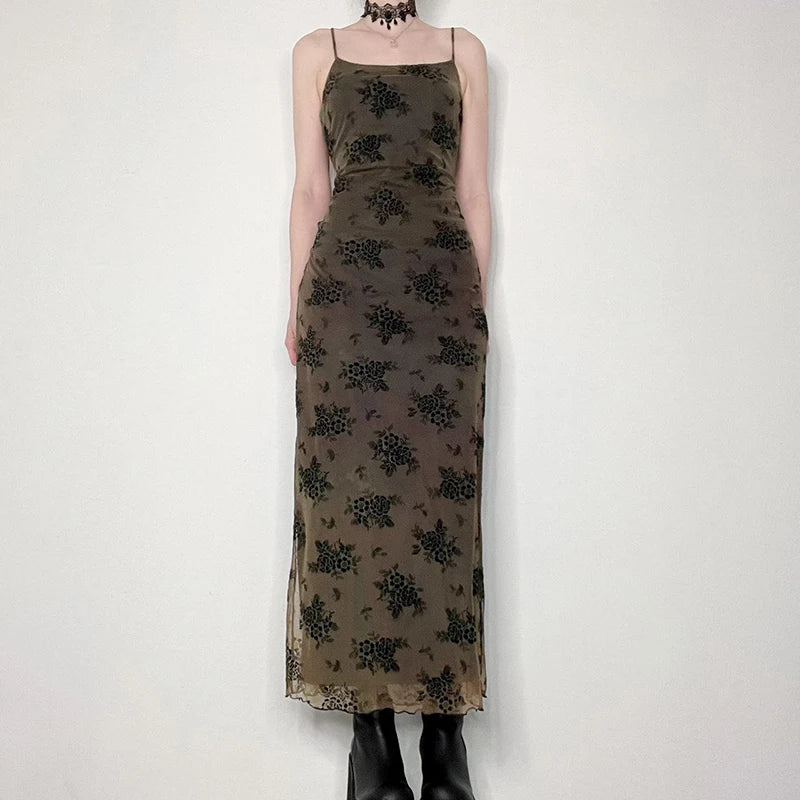 Dark Academia Y2K Mesh Dress - Fairycore Grunge