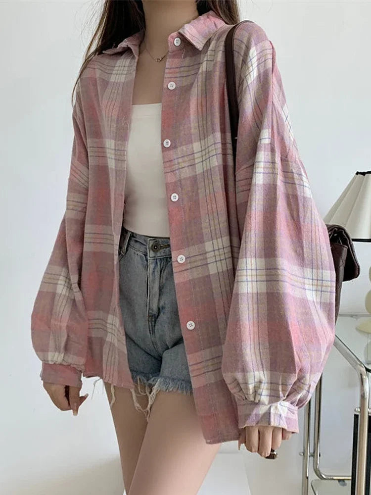 Dark Academia Plaid Shirt - Vintage Preppy