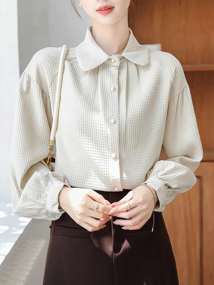 Dark Academia Apricot Work Shirt - Button Down