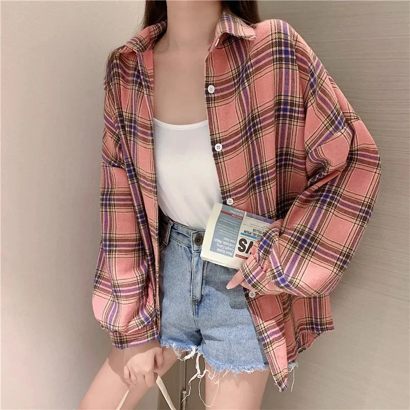 Dark Academia Plaid Shirt - Vintage Preppy
