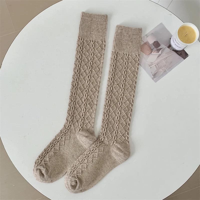 Dark Academia Retro Solid Knee High Stockings