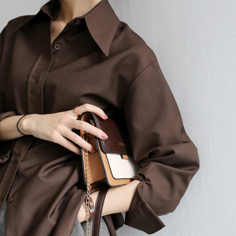 Dark Academia Coffee Blouse - Loose Office Style