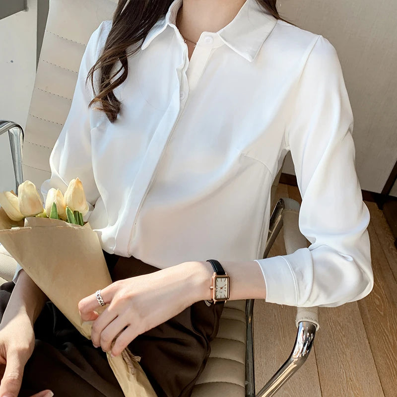 Dark Academia Silk Satin Shirt - Long Sleeve