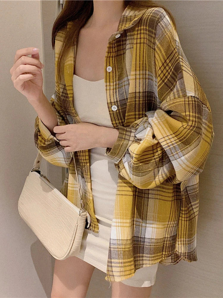 Dark Academia Plaid Shirt - Vintage Preppy