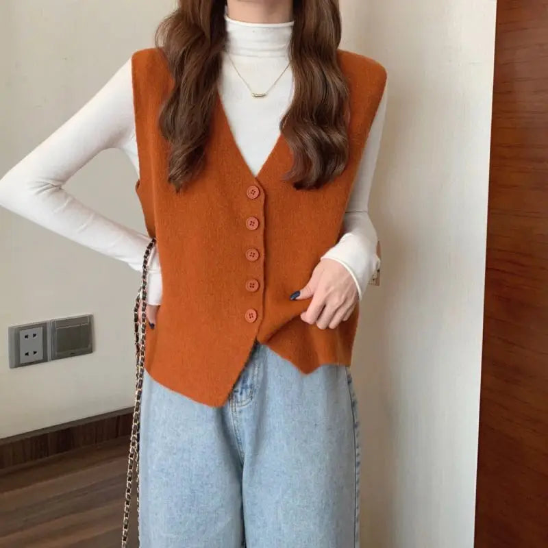 Dark Academia Knitted Vest - Fragrant Small Cuff
