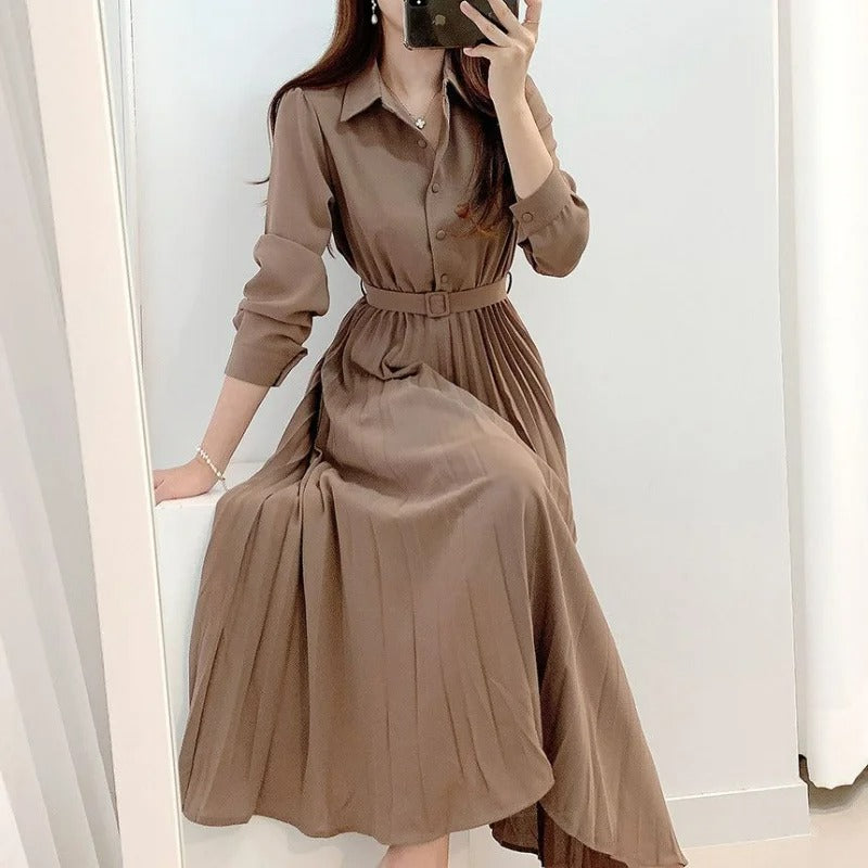 Dark Academia Cotton Shirt Dress - Maxi Robe