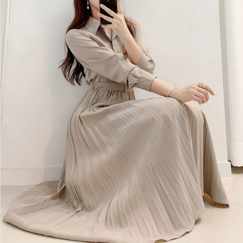 Dark Academia Cotton Shirt Dress - Maxi Robe
