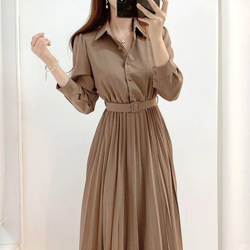 Dark Academia Cotton Shirt Dress - Maxi Robe