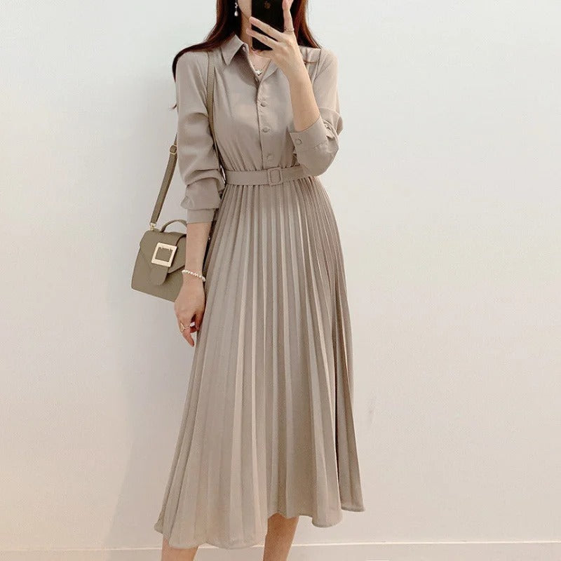 Dark Academia Cotton Shirt Dress - Maxi Robe