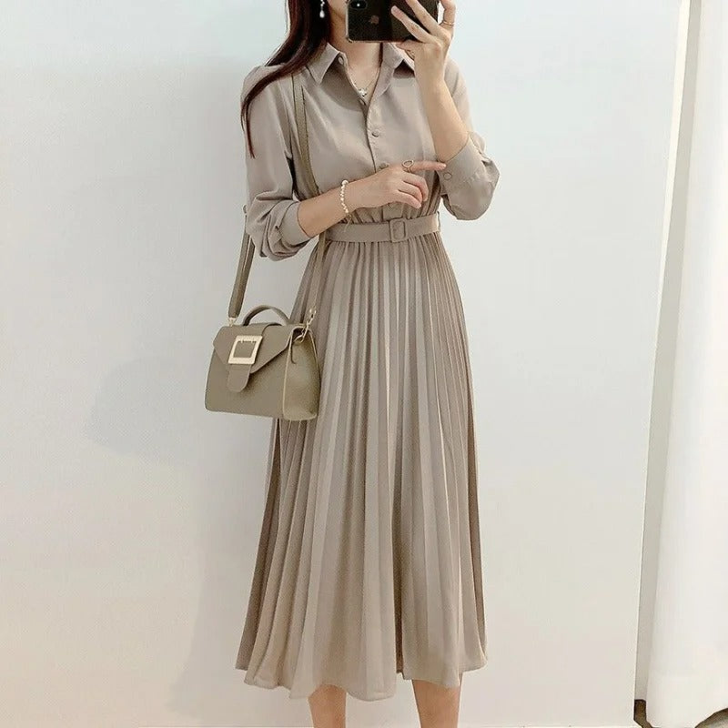 Dark Academia Cotton Shirt Dress - Maxi Robe