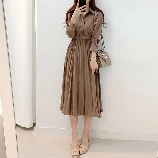 Dark Academia Cotton Shirt Dress - Maxi Robe